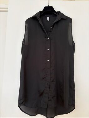 American Apparel Black Sleeveless Button-Down Shirt